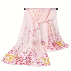 Flower Branch Print Chiffon Scarf Thin Shawl Head Wrap Hijab