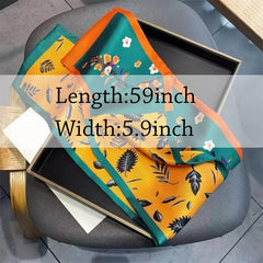 Print Silk Scarf for Women Long Neck Hair Skinny Tie Scarves
