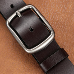 Men's Coffee PU Leather Belt Pin Buckle