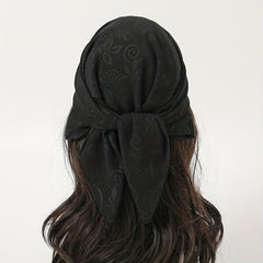 Embossed Chiffon Square Scarf Solid Bandana Head Wrap Neckerchief