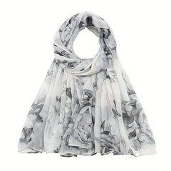 Flower Print Voile Scarf Light Shawl Windproof Head Wrap