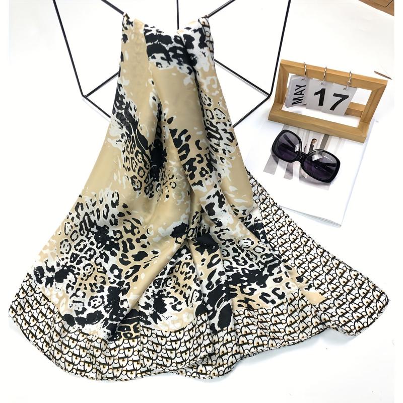 Leopard Print Scarf Block Warm Shawl Women