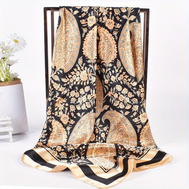 Boho Paisley Print Bandana Vintage Silk Square Scarf Casual Satin Shawl