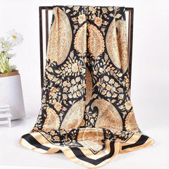 Boho Paisley Print Bandana Vintage Silk Square Scarf Casual Satin Shawl