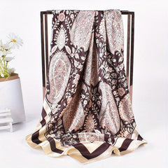 Boho Paisley Print Bandana Vintage Silk Square Scarf Casual Satin Shawl