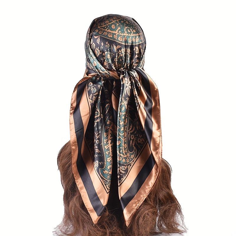 Boho Paisley Print Bandana Vintage Silk Square Scarf Casual Satin Shawl