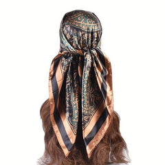 Boho Paisley Print Bandana Vintage Silk Square Scarf Casual Satin Shawl