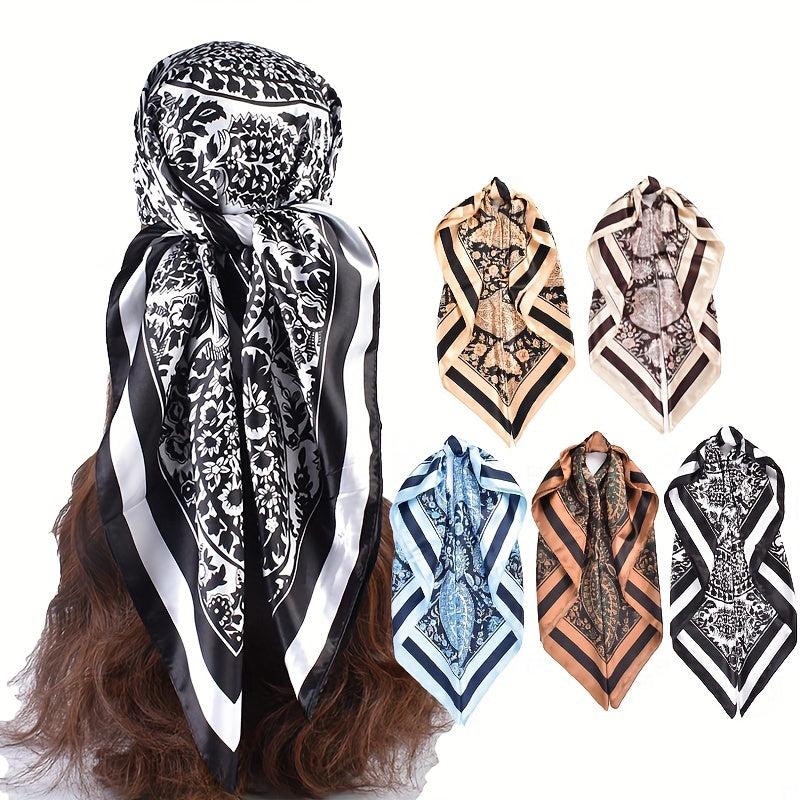 Boho Paisley Print Bandana Vintage Silk Square Scarf Casual Satin Shawl