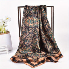 Boho Paisley Print Bandana Vintage Silk Square Scarf Casual Satin Shawl