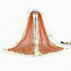 Classic Chain Print Chiffon Scarf Vintage Breathable Shawl Women Casual Head Wra