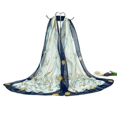 Classic Chain Print Chiffon Scarf Vintage Breathable Shawl Women Casual Head Wra