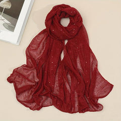 Sequin Sparkly Pleated Scarf Solid Shawl Windproof Head Wrap