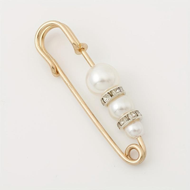 5pcs Pearl Decorated Scarf Pins Waist Safety Pins Brooches