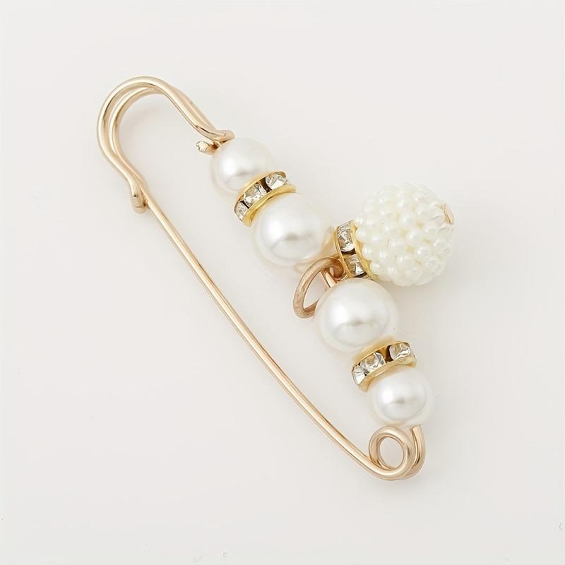 5pcs Pearl Decorated Scarf Pins Waist Safety Pins Brooches