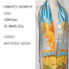 Geometric Print Silk Neck Scarf Bandana Hair Accessories