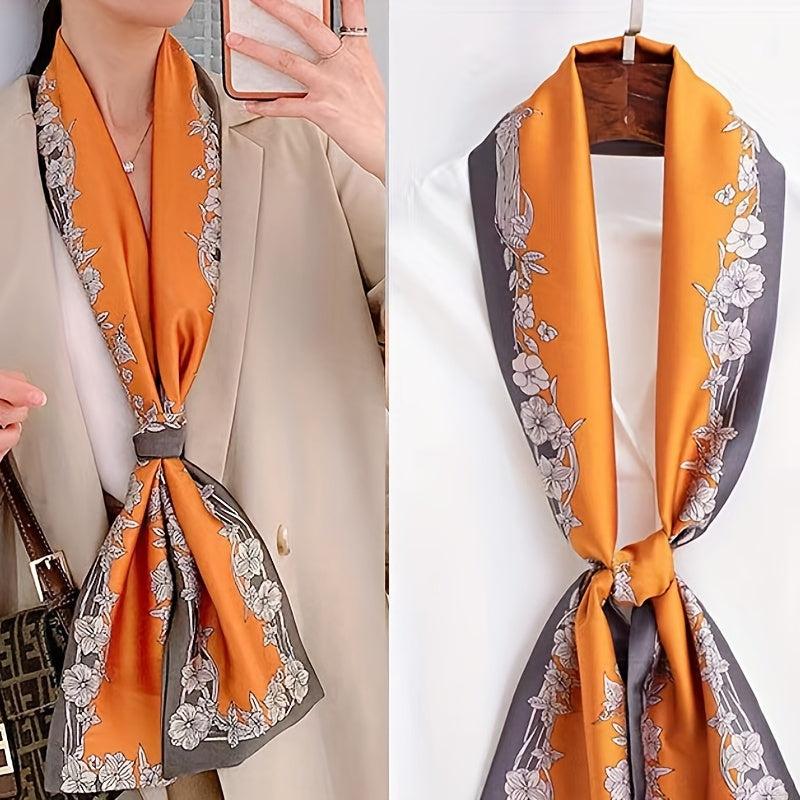 Geometric Print Silk Neck Scarf Bandana Hair Accessories
