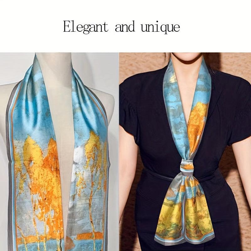 Geometric Print Silk Neck Scarf Bandana Hair Accessories