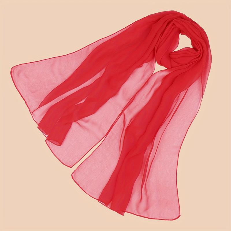 Chiffon Scarf Solid Sheer Shawl Lightweight Breathable Wrap