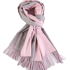 Pink & Grey Double Sided Scarf Tassel Shawl Warm Head Wrap