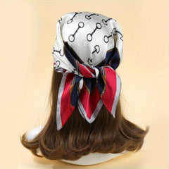 68cm Printed Square Scarf Thin Silk Feeling Satin Headscarf Hair Wrap
