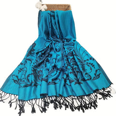 Vintage Jacquard Tassel Scarf Paisley Print Shawl