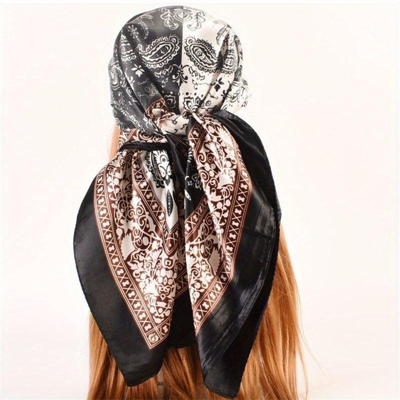 Paisley Print Bandana Silk Hijab Vintage Neckerchief for Women