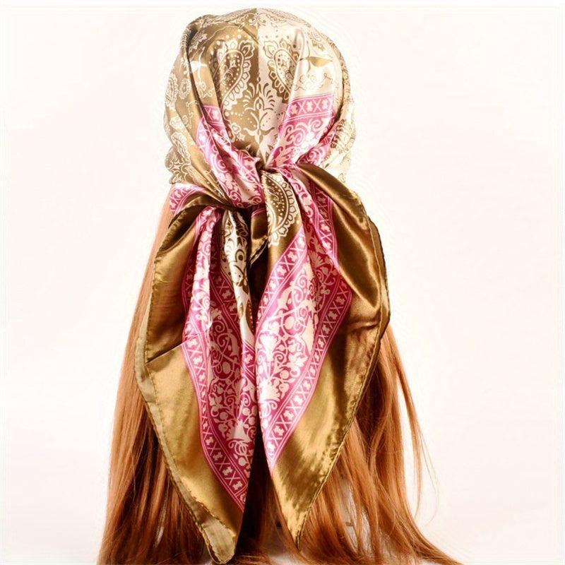 Paisley Print Bandana Silk Hijab Vintage Neckerchief for Women