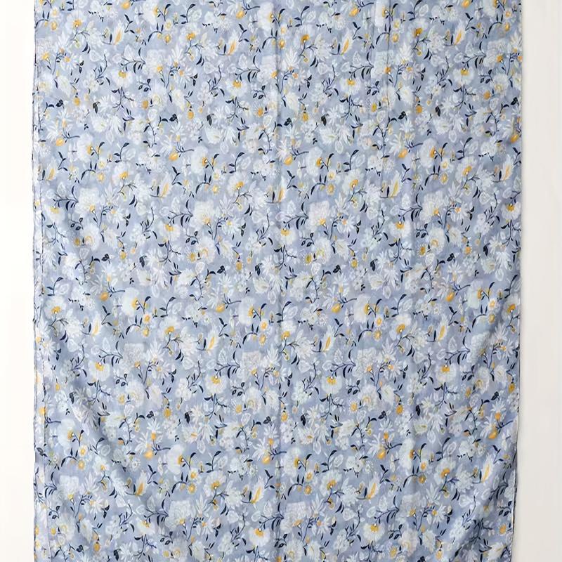 Boho Flower Print Tassel Scarf Shawl for Women