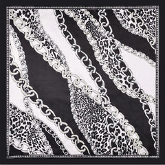 Leopard Chain Print Satin Scarf Vintage Neckerchief Head Wrap