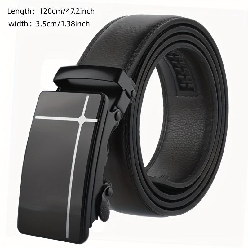 Men's Automatic Buckle Belt PU Leather Business Waist Strap