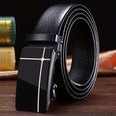 Men's Automatic Buckle Belt PU Leather Business Waist Strap