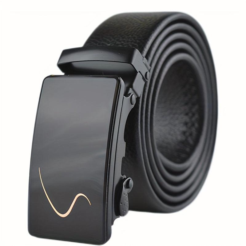 Men's Automatic Buckle Belt PU Leather Business Waist Strap