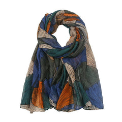 Casual Leaf Print Shawl Scarf Vintage Hair Wrap