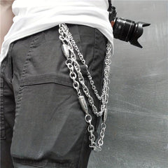 Punk Wallet Chain Belt Hipster Jean Keychain Silver Ring Clip Keyring