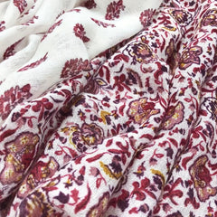 Red Printed Yarn Scarf Thin Soft Comfortable Fringed Shawl