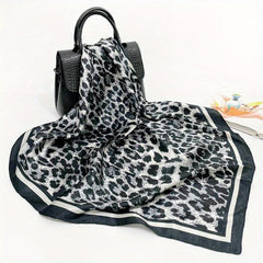 Leopard Printed Headscarf Satin Square Scarf Bandana Silk Feeling Headband