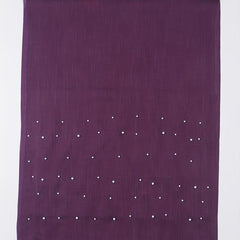 Faux Pearl Decor Raw Trim Scarf Shawl Wrap for Daily Wear Purple