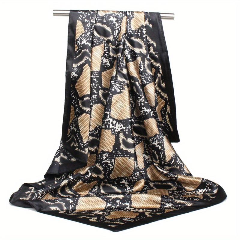 Silk Large Square Scarf Flower Printed Shawl Wrap Soft Comfortable Headscarf