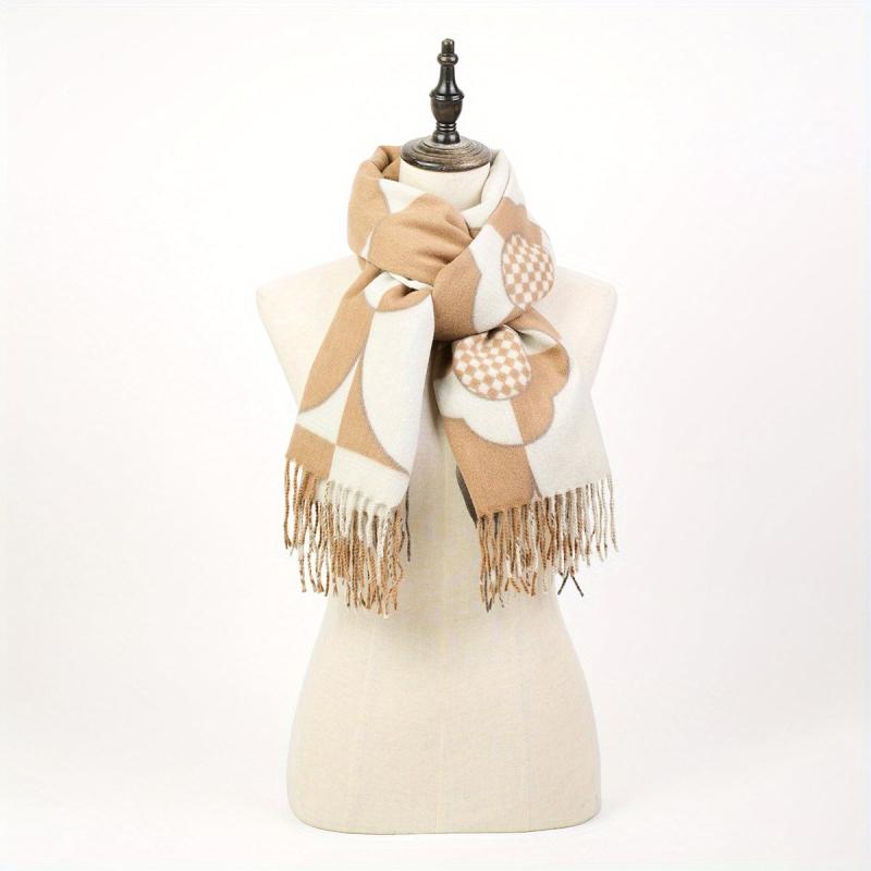 Cashmere Scarf Long Warm Fringed Shawl Casual Plaid Printed Unisex Wrap