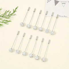 12pcs Resin Rhinestone Scarf Pin Round Bandana Turban Clip