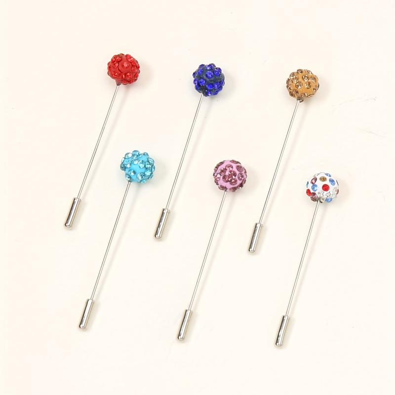12pcs Resin Rhinestone Scarf Pin Round Bandana Turban Clip