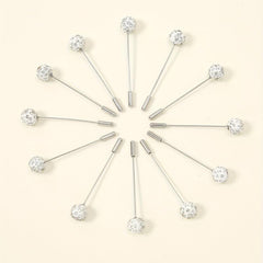 12pcs Resin Rhinestone Scarf Pin Round Bandana Turban Clip