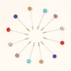 12pcs Resin Rhinestone Scarf Pin Round Bandana Turban Clip
