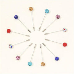 12pcs Resin Rhinestone Scarf Pin Round Bandana Turban Clip