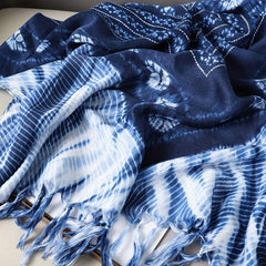 Vintage Tie Dye Tassel Scarf Boho Print Shawl Classic Windproof Head Wraps