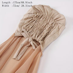 Elastic Chiffon Hijab Cap Solid Head Scarf Thin Breathable Shawl