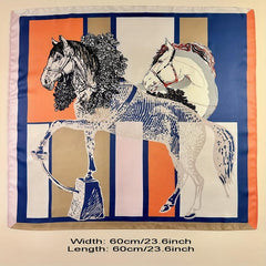 59 Horses & Block Square Scarf Vintage Headband Ladies Small Scarf