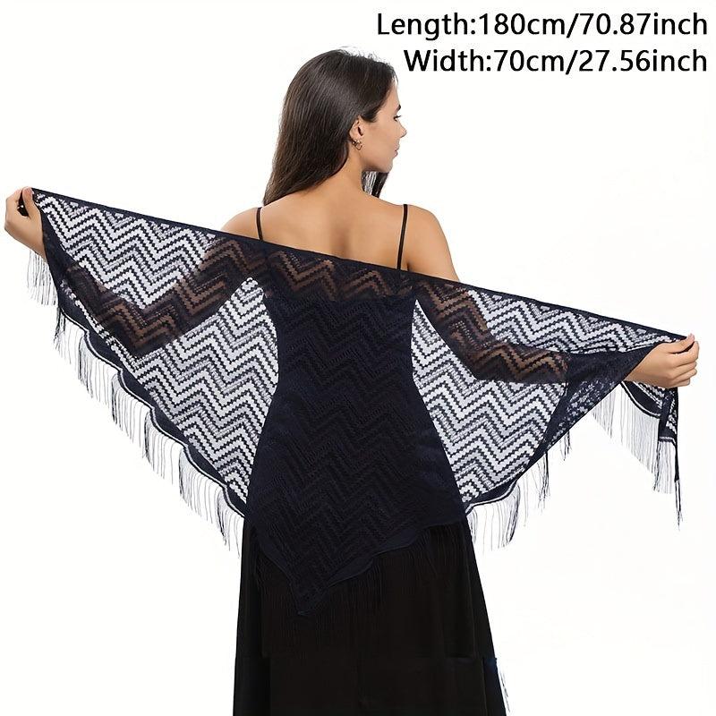 Lace Wave Triangle Shawl Soft Fringed Scarf Party Evening Wedding Bridal Dress