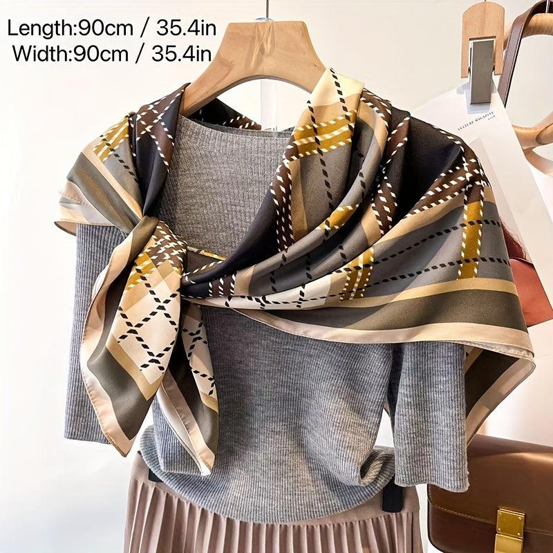 89 92cm Striped Plaid Pattern Silk Scarf Light Shawl