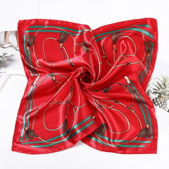 Classic Chain Print Square Scarf Bandana Shawl Women Casual Head Wrap